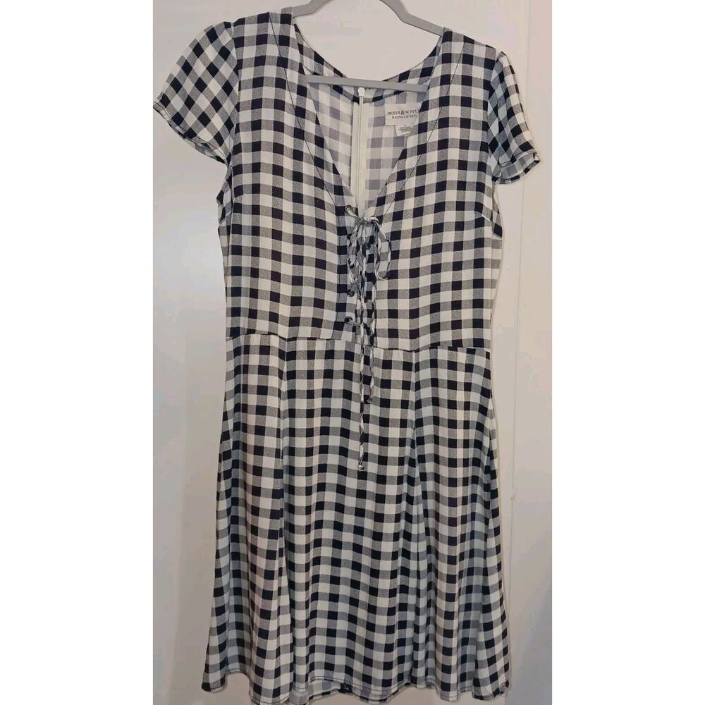 Denim & Supply Ralph Lauren Plaid Laceup Dress Gingham Resort size 12 Pre-Owned